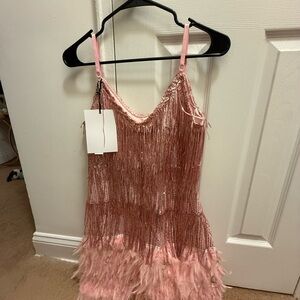 Elegant Pink Fringe Dress